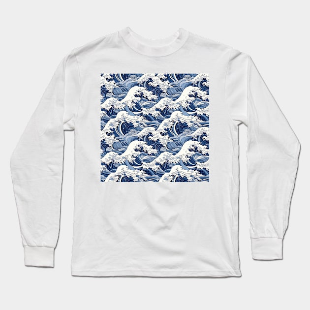 Ephemeral Crests: Hokusai Waves Reimagined Long Sleeve T-Shirt by star trek fanart and more